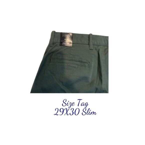 J Crew Slim Fit Pants Zip Fly Closure Comfortable Fit Olive Green Men's 29 NWT - Picture 11 of 11